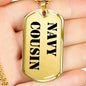 Navy Cousin - 18k Gold Finished Luxury Dog Tag Necklace