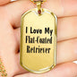Love My Flat-Coated Retriever - 18k Gold Finished Luxury Dog Tag Necklace