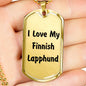 Love My Finnish Lapphund v4 - 18k Gold Finished Luxury Dog Tag Necklace