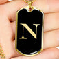Initial N v2a - 18k Gold Finished Luxury Dog Tag Necklace