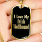 Love My Irish Wolfhound v2 - 18k Gold Finished Luxury Dog Tag Necklace