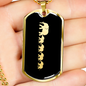 Mama Elephant With 4 Calves v2 - 18k Gold Finished Luxury Dog Tag Necklace