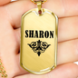 Sharon v01a - 18k Gold Finished Luxury Dog Tag Necklace