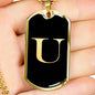 Initial U v2a - 18k Gold Finished Luxury Dog Tag Necklace