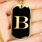 Initial B v2a - 18k Gold Finished Luxury Dog Tag Necklace