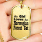 Norwegian Forest Cat - 18k Gold Finished Luxury Dog Tag Necklace