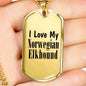 Love My Norwegian Elkhound - 18k Gold Finished Luxury Dog Tag Necklace
