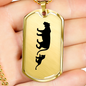 Mama Lioness With 1 Cub - 18k Gold Finished Luxury Dog Tag Necklace