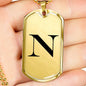 Initial N v1a - 18k Gold Finished Luxury Dog Tag Necklace