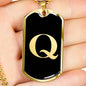 Initial Q v2a - 18k Gold Finished Luxury Dog Tag Necklace