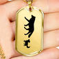 Mama Wolf With 1 Pup - 18k Gold Finished Luxury Dog Tag Necklace