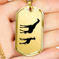 Mama Giraffe With 1 Calf - 18k Gold Finished Luxury Dog Tag Necklace