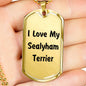 Love My Sealyham Terrier v4 - 18k Gold Finished Luxury Dog Tag Necklace