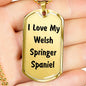 Love My Welsh Springer Spaniel v4 - 18k Gold Finished Luxury Dog Tag Necklace