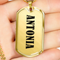 Antonia v01 - 18k Gold Finished Luxury Dog Tag Necklace