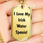 Love My Irish Water Spaniel v4 - 18k Gold Finished Luxury Dog Tag Necklace