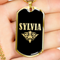 Sylvia v02a - 18k Gold Finished Luxury Dog Tag Necklace
