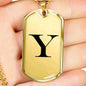 Initial Y v1a - 18k Gold Finished Luxury Dog Tag Necklace