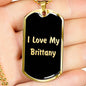 Love My Brittany v5 - 18k Gold Finished Luxury Dog Tag Necklace