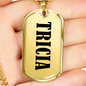 Tricia v01 - 18k Gold Finished Luxury Dog Tag Necklace