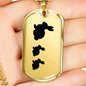 Mama Rabbit With 2 Kittens - 18k Gold Finished Luxury Dog Tag Necklace