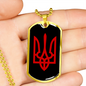 Tryzub (Red) - 18k Gold Finished Luxury Dog Tag Necklace