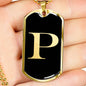 Initial P v2a - 18k Gold Finished Luxury Dog Tag Necklace