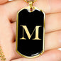 Initial M v2a - 18k Gold Finished Luxury Dog Tag Necklace
