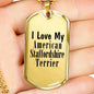 Love My American Staffordshire Terrier - 18k Gold Finished Luxury Dog Tag Necklace