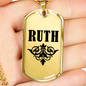 Ruth v01a - 18k Gold Finished Luxury Dog Tag Necklace