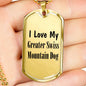 Love My Greater Swiss Mountain Dog - 18k Gold Finished Luxury Dog Tag Necklace