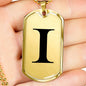 Initial I v1a - 18k Gold Finished Luxury Dog Tag Necklace