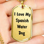 Love My Spanish Water Dog v4 - 18k Gold Finished Luxury Dog Tag Necklace