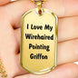 Love My Wirehaired Pointing Griffon v4 - 18k Gold Finished Luxury Dog Tag Necklace