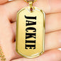 Jackie v01 - 18k Gold Finished Luxury Dog Tag Necklace