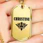 Christine v01a - 18k Gold Finished Luxury Dog Tag Necklace