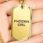 Phoenix Girl - 18k Gold Finished Luxury Dog Tag Necklace