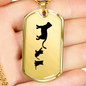 Mama Cat With 2 Kittens - 18k Gold Finished Luxury Dog Tag Necklace