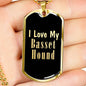 Love My Basset Hound v2 - 18k Gold Finished Luxury Dog Tag Necklace