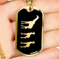 Mama Giraffe With 2 Calves v2 - 18k Gold Finished Luxury Dog Tag Necklace