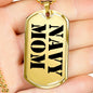 Navy Mom - 18k Gold Finished Luxury Dog Tag Necklace