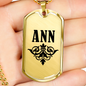 Ann v01a - 18k Gold Finished Luxury Dog Tag Necklace