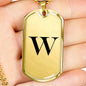 Initial W v1a - 18k Gold Finished Luxury Dog Tag Necklace