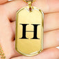 Initial H v1a - 18k Gold Finished Luxury Dog Tag Necklace