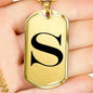 Initial S v1a - 18k Gold Finished Luxury Dog Tag Necklace