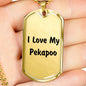 Love My Pekapoo v4 - 18k Gold Finished Luxury Dog Tag Necklace