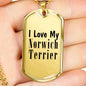 Love My Norwich Terrier - 18k Gold Finished Luxury Dog Tag Necklace