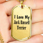 Love My Jack Russell Terrier - 18k Gold Finished Luxury Dog Tag Necklace