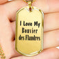 Love My Bouvier des Flandres - 18k Gold Finished Luxury Dog Tag Necklace