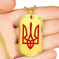 Tryzub (Red) v2 - 18k Gold Finished Luxury Dog Tag Necklace